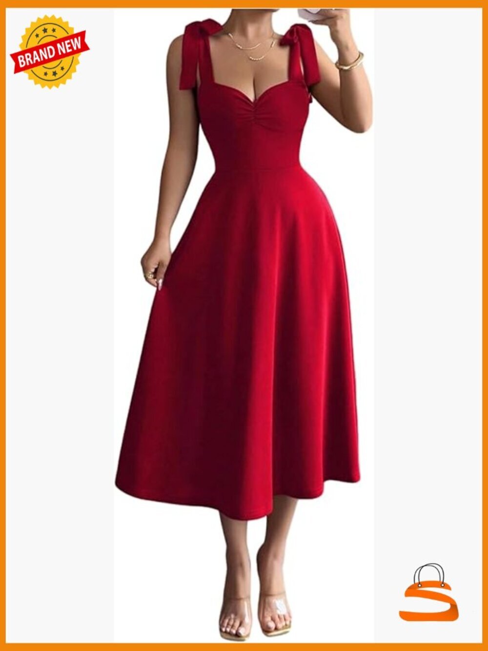 Sleeveless Sweetheart Neck Midi Dress with Ruffle Hem Fit and Flare Cocktail